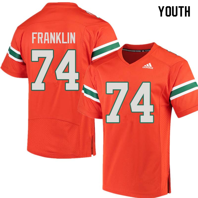 Youth Miami Hurricanes #74 Orlando Franklin College Football Jerseys Sale-Orange - Click Image to Close
